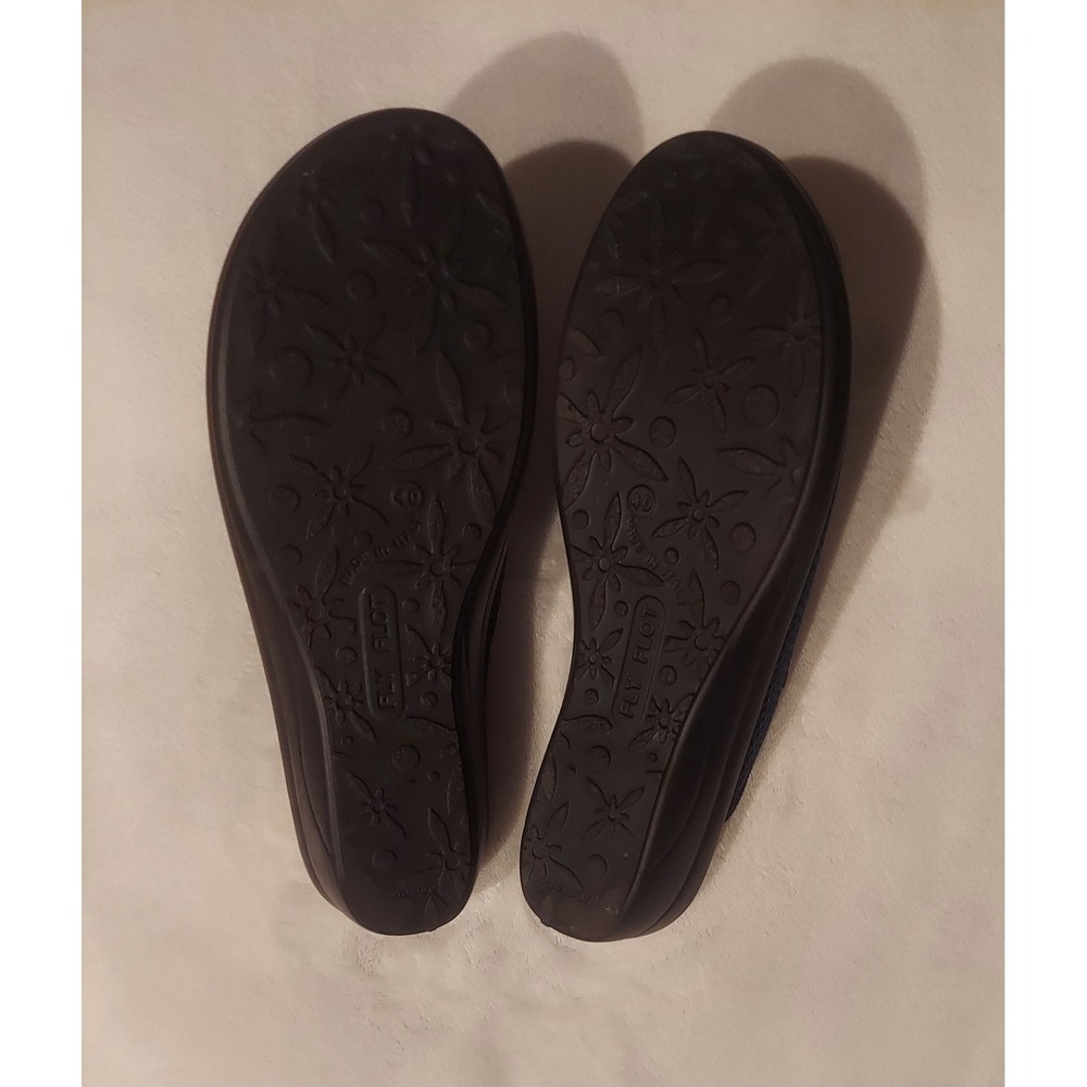 Fly Flot Womens Navy Blue Comfort Cushioned Mesh Leather Clogs Mules Size 9 - Picture 8 of 9